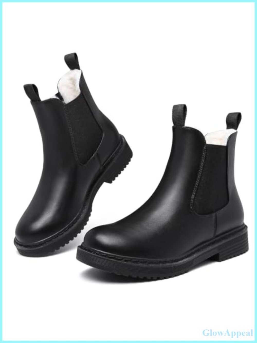 Womens Faux Fur Lined Winter Chelsea Ankle Boots Chunky Lug Sole